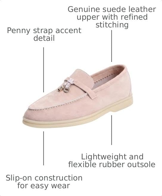 Image of Women's Summer Charms Suede Loafers - Premium Sheepskin Unlined Upper,Classic or Styles with Metal Detail for Casual, Office, Travel & All Day Wear