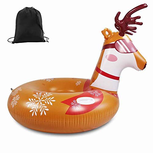 Sehrgo 46"/117 cm insuflável neve tubo trenó para crianças e adultos, tarefa pesada trenó de neve com asas, antirriscos, ideal para diversão de inverno ao ar livre