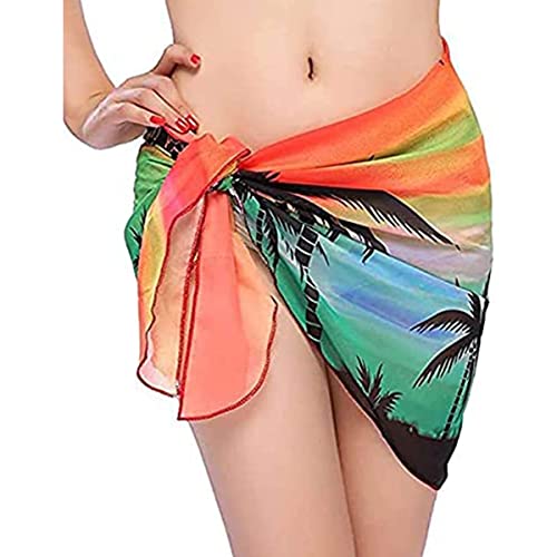 TBSCWYF Pareo de Playa de Mujeres Cubiertas Sarong Falda de Gasa de Bañador Traje de Baño para Mujer Vestido Envolvente Traje de Baño Chal de Gasa Pareo de Playa Falda de Pareo Tropical