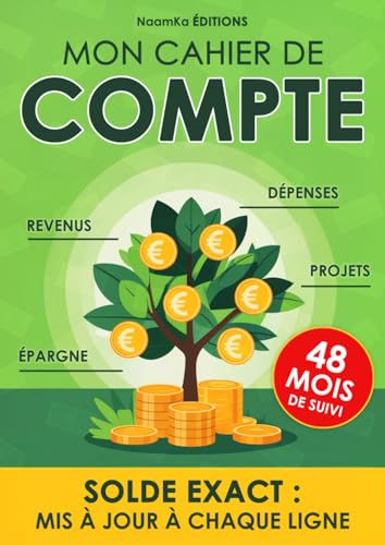 Mon cahier de compte: Suivi de votre budget mensuel sur 48 mois - revenus, dépenses, épargne. L’outil idéal pour la gestion de vos comptes – format A4
