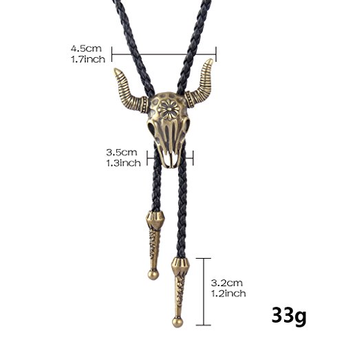 Image of Jeilwiy Bolo Tie for Men Western Cowboy Tie Necklace Gold Bolo Tie Leather Necktie Halloween Tie Accessories for Women