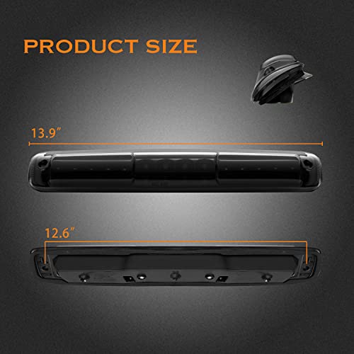 Image of Third 3rd Brake Light, LED High Mount Stop Light for 1999-2007 Chevy Silverado GMC Sierra 1500 2500 3500 HD Classic, Rear Center Cab Roof Tail Cargo Lamp, Smoke Lens