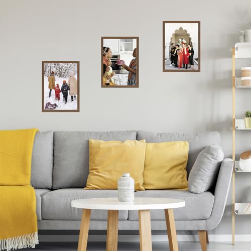 Image of JCJMY 12x15 Picture Frame Brown for Wall Hanging, Wall Mounting Horizontally or Vertically, 12 x 15 Wall Gallery Poster Photo Frame with Shatter Resistant Plexiglass, Brown