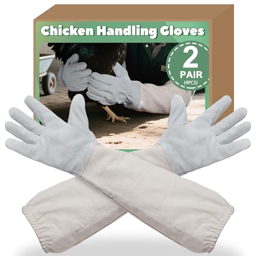 Memrita 2 Pack Chicken Handling Gloves,Extra Long Scratch Proof Gloves for Chicken Handling,Puncture Resistant Glove for Prevent Chickens Scratch,Bite Proof Glove for Chickens,Bird,Cat