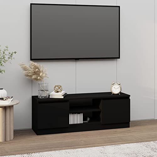 Refined Mueble de TV con Puerta Negro 102x30x36