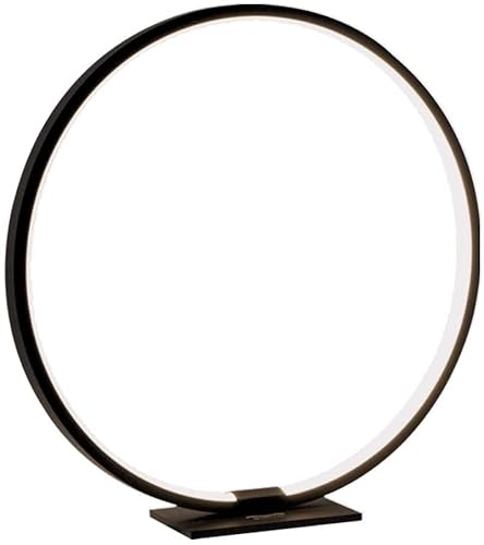 Masivel BLT896/1SBK Modern Circle Table Lamp Led Warm Light Nightstand Lamp Black Bedroom Lamp cover
