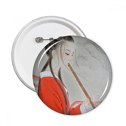 Broches rondes peinture chinoise lot de 5 badges multicolores fixation facile