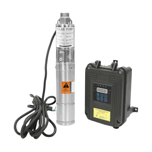 DC 24V 210W Deep Well Submersible Pump,3' Solar Pump w/MPPT Controller,Bore Deep Well Water Pump...