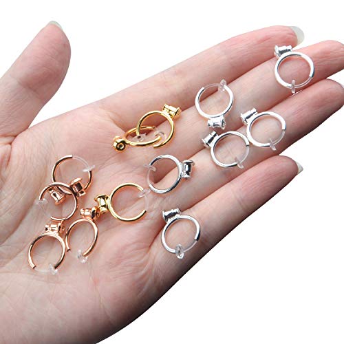 Clip-On Earring Converter, 16 Pieces Brass Non Piercing Earrings Clips With Post Earring Components For Earring Making, 4 Colors #TOP6