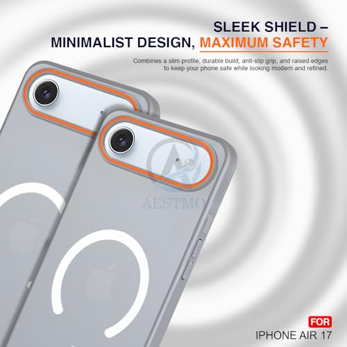 Image of AESTMO iPhone 17 Air Back Cover | Slim Hard Shell | Matte Frosted Hard Back Translucent Back Cover for iPhone 17 Air (Compatible with MagSafe Accessories, (Grey)
