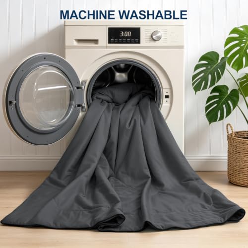 Cooling Comforter Queen Size, Double-Sided Cold Tech Lightweight Cooling Blanket for Hot Sleepers & Night Sweats, Q-Max 0.4 Soft Breathable Silky Smooth Summer Ice Comforter, Dark Grey 90″x90″ by TUIKEN - Used condition - Image 8