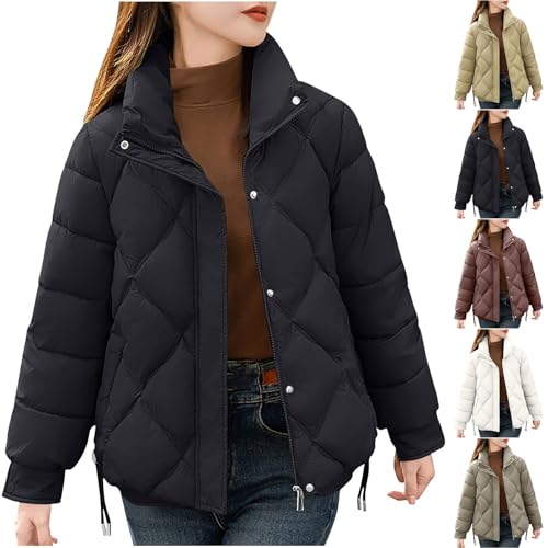 HGps8w Women's Puffer Jacket Lightweight Casual Quilted Baggy Long Sleeve Zip Down Jackets Outerwear Winter Padded Down Coats2