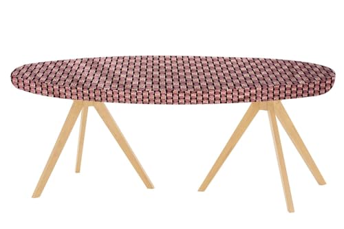 Image of The Furnishing Tree Elastic Oval Dining Table Cover WxL 36x48 in Inches Polyester Basketweave Pattern Multicolor