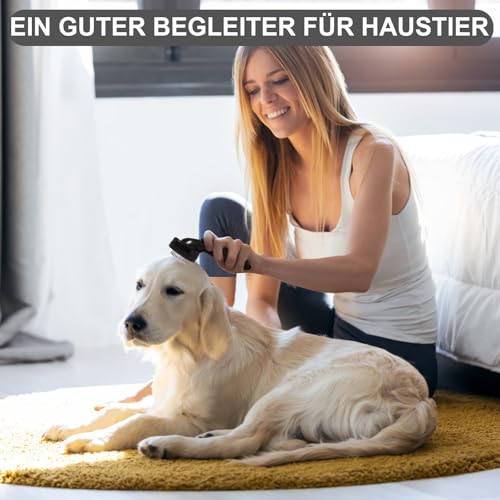 WOPQAEM Hundebürste für Hunde, Selbstreinigend Hundebürste Unterwolle und loses Fell, ideal für Langhaar und Kurzhaar, Sanft zur Haut, reduziert Haaren, Fellpflege Bürste, Schwarz