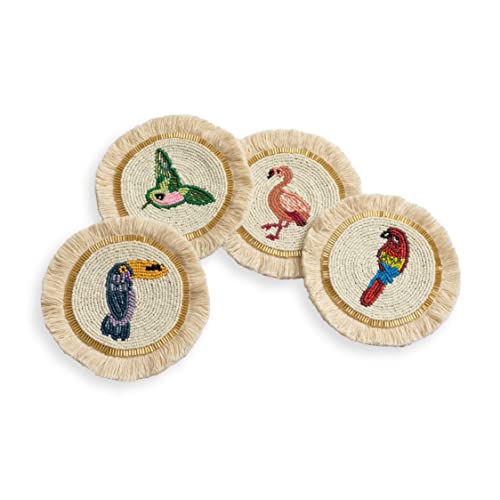 Folkulture Decorative Coasters for Coffee Table | 5.5' Farmhouse Coasters for Table Decor | Rustic Drink Coaster for Cocktails | Round Beautiful Coaster