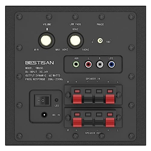 Bestisan SW65C 6.5’’ Subwoofer, Powered Home Audio Sub Woofer thumb #2
