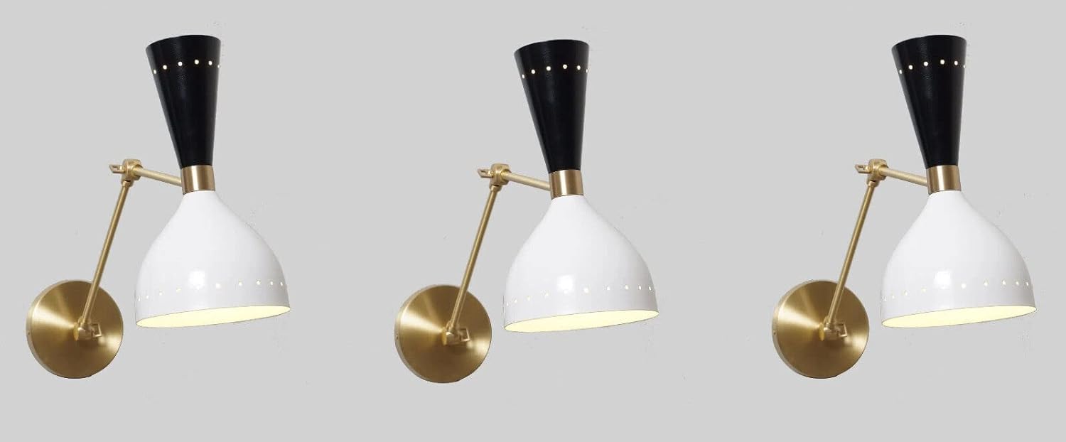 Set of 3 Italian Sconces Adjustable Wall Lamps in Stilnovo Style Wall Light Fixture Modern Brass Lamp