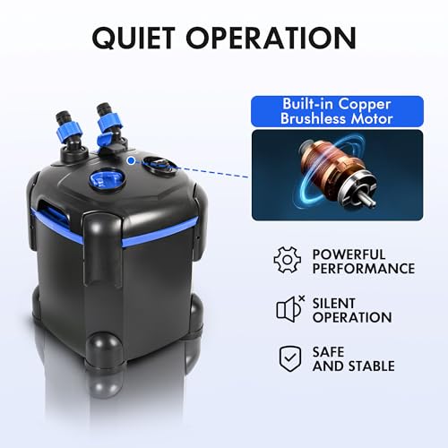 Image of AMOSIJOY Canister Filter, Ultra-Quiet External Aquarium Filter with Free Media for Large Fish Tanks and Aquariums