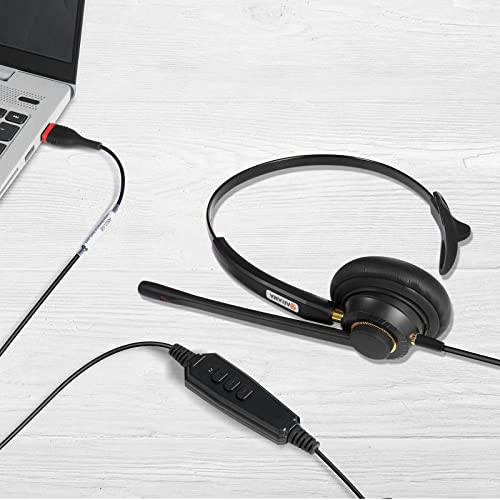 Usb Headset With Microphone Noise Cancelling & Audio Controls Ultra Comfort Usb Headphone For Computer Laptop Pc Business Skype Uc Webinar Call Center Office #TOP4