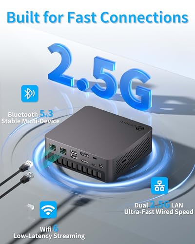 Image of Getorli Mini PC Ryzen 7 8745HS (8C /16T, up to 4.9GHz), 16GB DDR5 1TB PCIe 4.0 SSD Mini Desktop Computer, Radeon 780M Graphics, Support Quad Display 4K, Dual 2.5G LAN, USB4, WiFi 6, for Office /Gaming