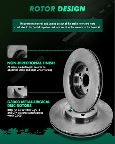 Image of SCITOO Front 10.83 inch Brake Pads and Rotors Kits Fit For Pontiac Vibe 2003 2004 2005 2006 2007 2008,For Toyota Corolla 2003-2008,For Toyota Matrix 2003-2008