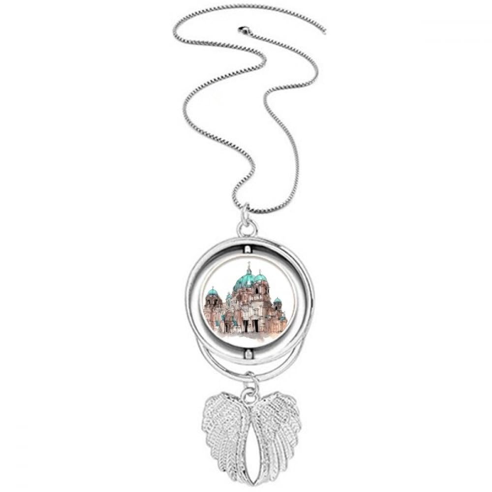 Collier ailes d'ange et cathédrale de Berlin en argent au design ciselé unique - 4