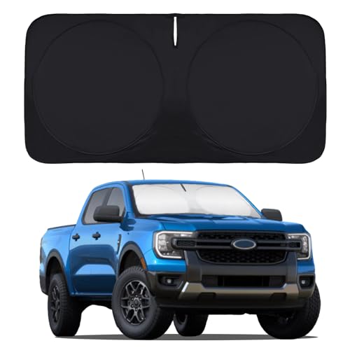 Image of Windshield Sun Shade for Ford Ranger 2019-2024 Front Window Sunshade | for Midsize Pickup Truck Accessories Protector UV Heat Reflector Cover