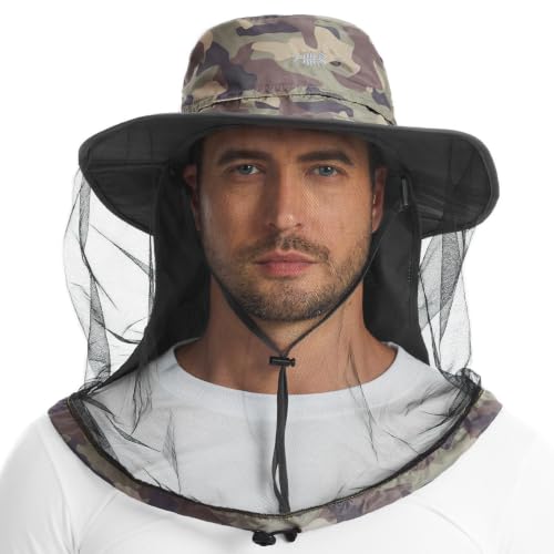 Image of BASSDASH Unisex UPF 50+ Mosquito Net Hat with Neck Flap FH17