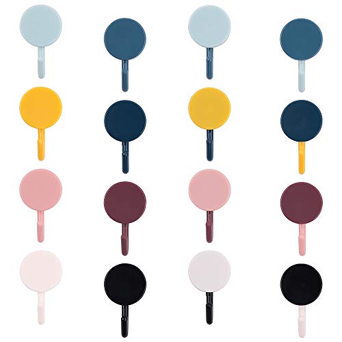 40 piezas Ganchos adhesivos de pared,ganchos de pared ganchos autoadhesivos gancho adhesivo de forma redonda colorida gancho de plástico impermeable, ganchos multifuncionales para cocina, baño
