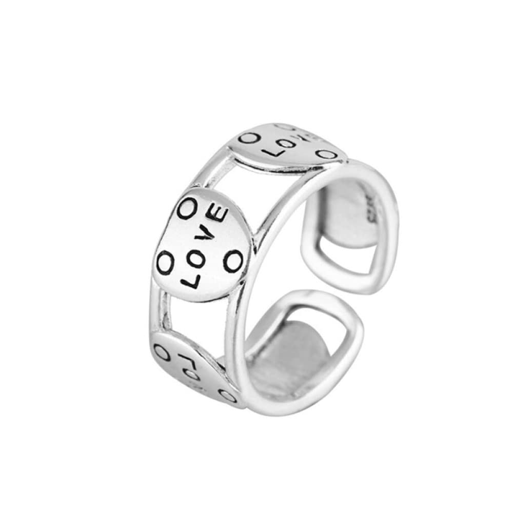 Bague ajustable femme taille réglable et motif cœur double