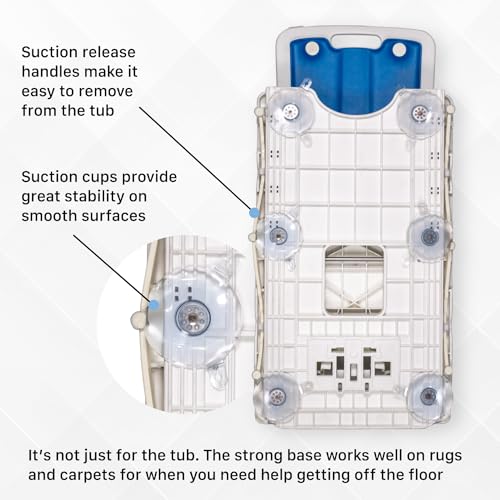 SolutionBased BathLyft (& Floor Lift) | 1 Year Warranty | Floor Lift & Chair Lift | Lightweight, Battery-Operated w Remote | Reclining 53° Support | for Seniors & Disabled | FSA HSA Eligible (Blue)