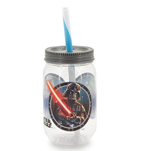 Star Wars Mason Jar Tumbler with Straw Tritan Plastic by Zak Darth Vader Boba Fett and Storm Trooper