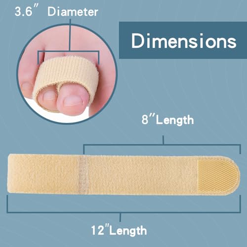 Image of Toe Separators for Overlapping Toes, Bunions, Big Toe Alignment, Corrector and Spacer, Reusable Fabric Buddy Wraps for Broken Toes, Hammertoe Straightener, 4 Count (Beige)