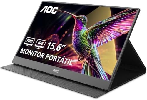 Monitor Portátil AOC 15.6" FHD IPS USB-C Capa Magnética Alto-falantes 16T20E2
