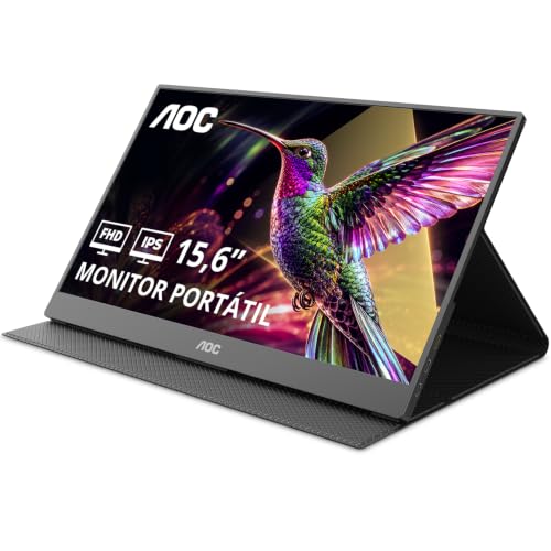 AOC 16T20E2 Écran FHD 16" 60 Hz, panneau IPS, 5 ms GtG, haut-parleurs, (HDMI 1920 x 1080, 1 x mini hub USB HDMI) Noir