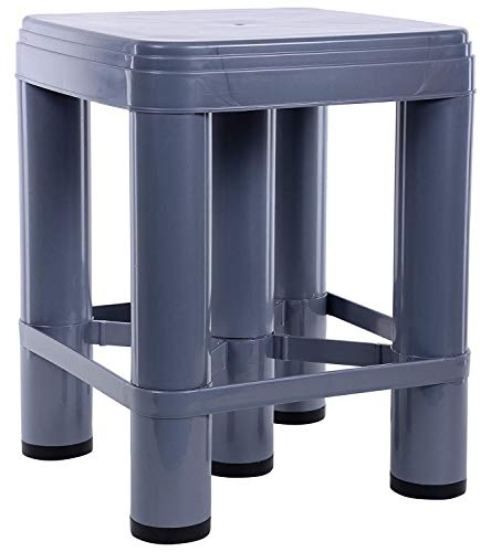 Image of Nayasa XL Plastic Stool | Highted, Sitting Stool | Ideal for Indoor Or Outdoor use| Plastic Non-Slip Lightweight | Ideal for Office, Home, Garden etc | Glossy Finish |Grey