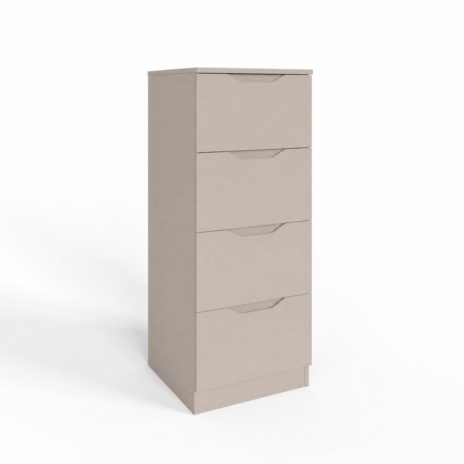 FWStyle Luno Putty 4 Drawer Chest of Drawers Tallboy Bedroom Storage 40cm