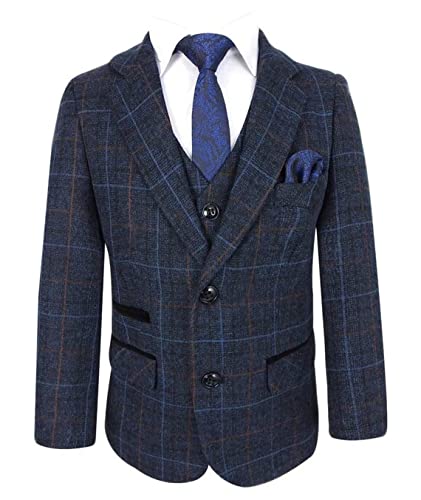 Traje retro de tweed a cuadros para niño conjunto de vestir elegante 2