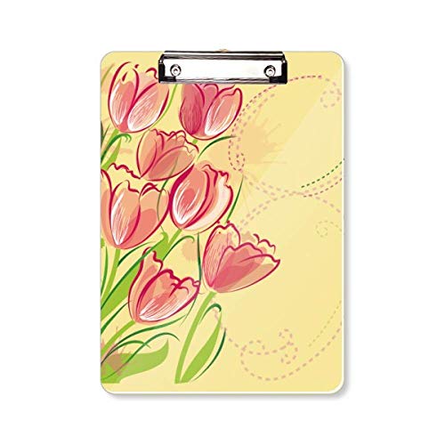 Illustration de plante tulipe sur porte-bloc A4 rigide avec pince forte