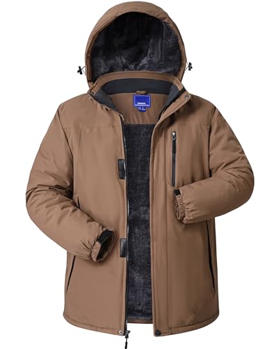 Image of CNBQDD Winter Jackets Mens Skiing Coats Warm Waterproof Ski Snow Coat with Hooded for Cold Weather