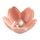 Flower Ring Holder Dish, Ceramic Jewelry Tray Dish, Small Trinket Dish, Jewelry Plate Bowl, Cute Jewlery Ring Holder Dish, Aesthetic Room Decor, Christmas Birthday Gifts for Women, 1 pack (pink)