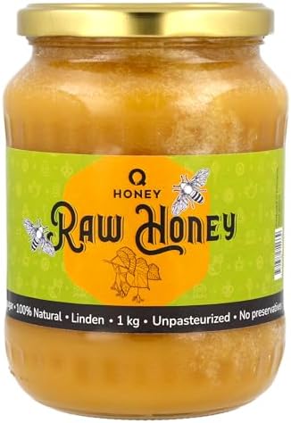 Q Honey Raw Linden Flower Honey 1KG, Unfiltered, Unheated & Unpasteurised