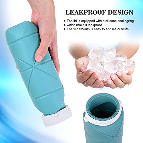 Special Made Collapsible Water Bottle Leakproof Valve Bpa Free Silicone Foldable Water Bottle For Gym Camping Sports Lightweight Travel Bottle Durable 20Oz(Dark Green 2Nd Version) #TOP4