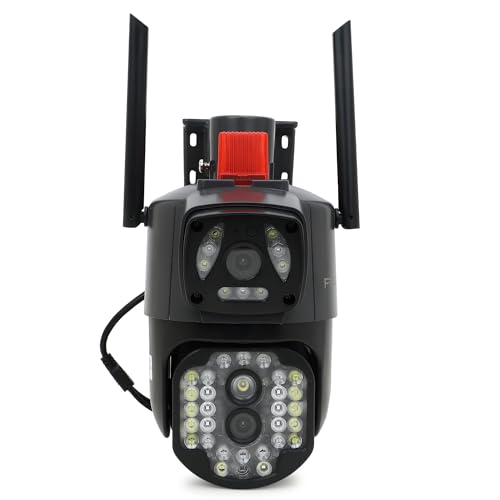 Image of FELCA 4G WiFi Security Camera, Dual Lens with LED Lights, Outdoor Wireless Surveillance Camera, Black
