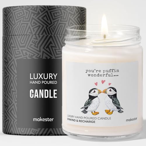 Puffin Gifts - Luxury Soy Wax Candle - Vanilla, Jasmine, Sugared Almond - Makester