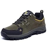  100junzidao Chaussures de randonnée imperméables Basses pour Le Printemps et l\'automne Chaussures de Marche pour Couples Antidérapantes Respirantes Confortables Baskets de Voyage Vert 40