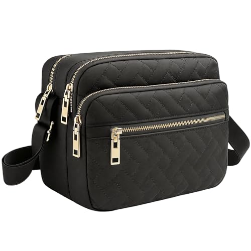Image of Medium Nylon Crossbody Bags for Women Trendy Crossbody Purses Travel Large Cross Body Bag Quilted Purse
