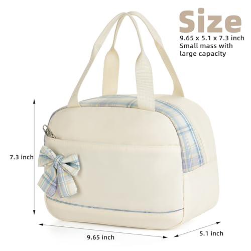 Lunch Bag for Women Men Cute Tote Bags Reusable Insulated Beach Box Case Large Capacity Cooler Purse for Work Picnic Travel Office Camping Handbag School Bookbag for Girls,Teen,College,Student Beige by KIDNUO - Used condition - Image 2