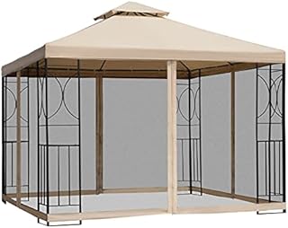 Outsunny 3(m) x 3(m) Garden Gazebo, Double Roof Outdoor Gazebo Canopy Shelter with Netting, Solid Steel Frame for Garden, Lawn, Backyard and Deck