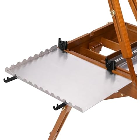 ATWORTH French Easel Side Tray, 13.8''L X 9''D Aluminum Alloy Tray Shelf for Painting Easel Stand, Removable Reusable Portable Artists Large Storage Platform for Art Easels Cover
